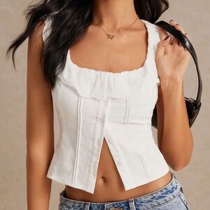 White Sleeveless Eyelet Top
